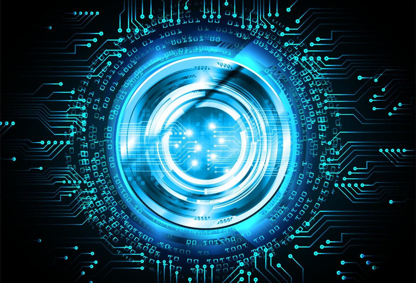 Blue eye cyber circuit future technology concept background vector