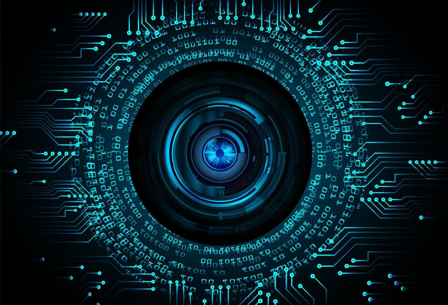 Blue eye cyber circuit future technology concept background vector