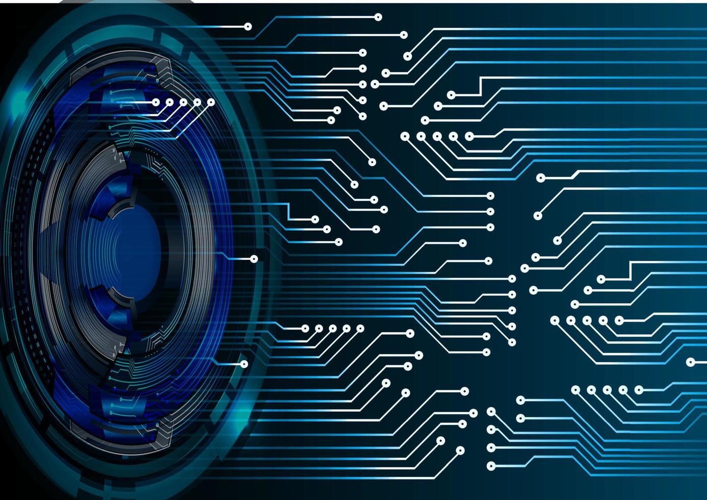 Fondo de concepto de tecnología futura de circuito cibernético de ojo azul vector