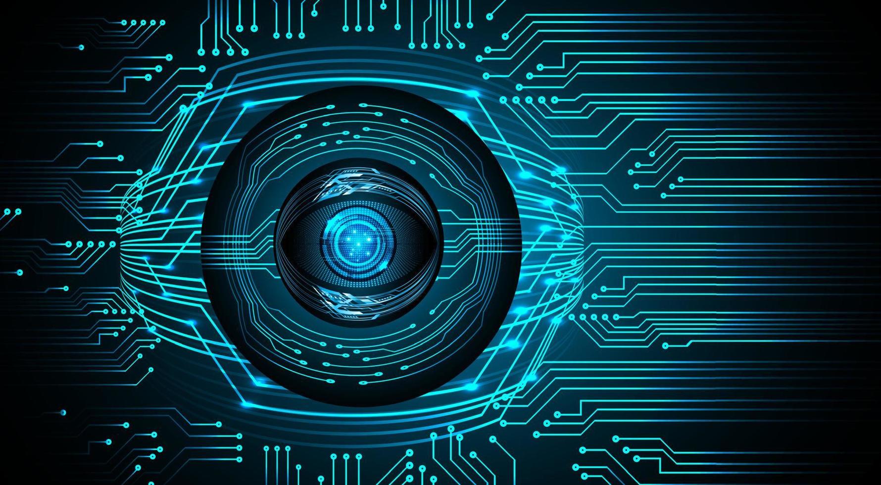 Blue eye cyber circuit future technology concept background vector