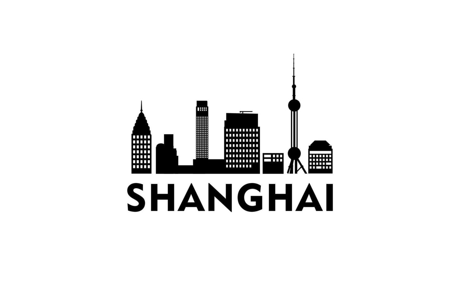 vector de diseño de silueta de logotipo de paisaje urbano de shanghai