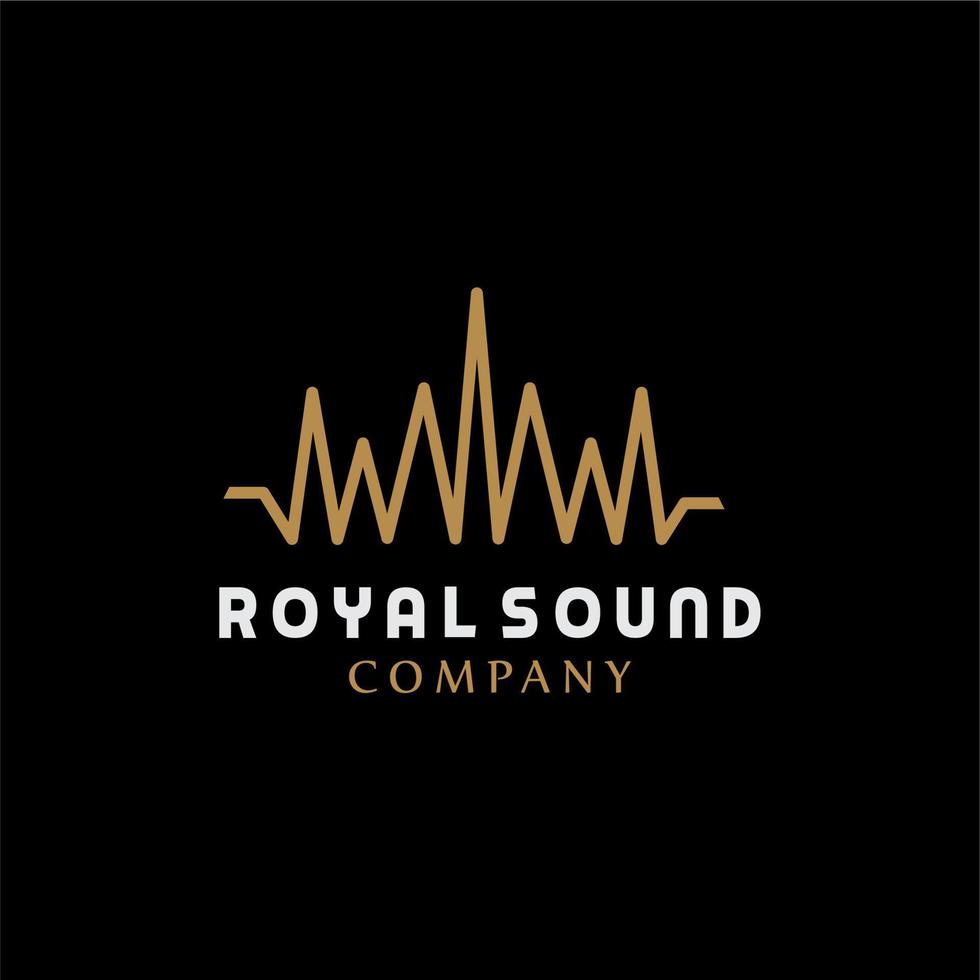 Sound Wave With Royal Crown logo Design vector