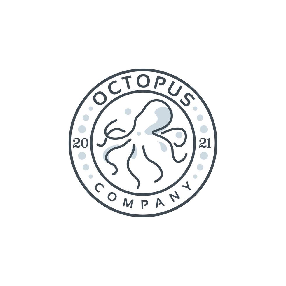 Simple Octopus Squid Label Logo Inspirational Design vector