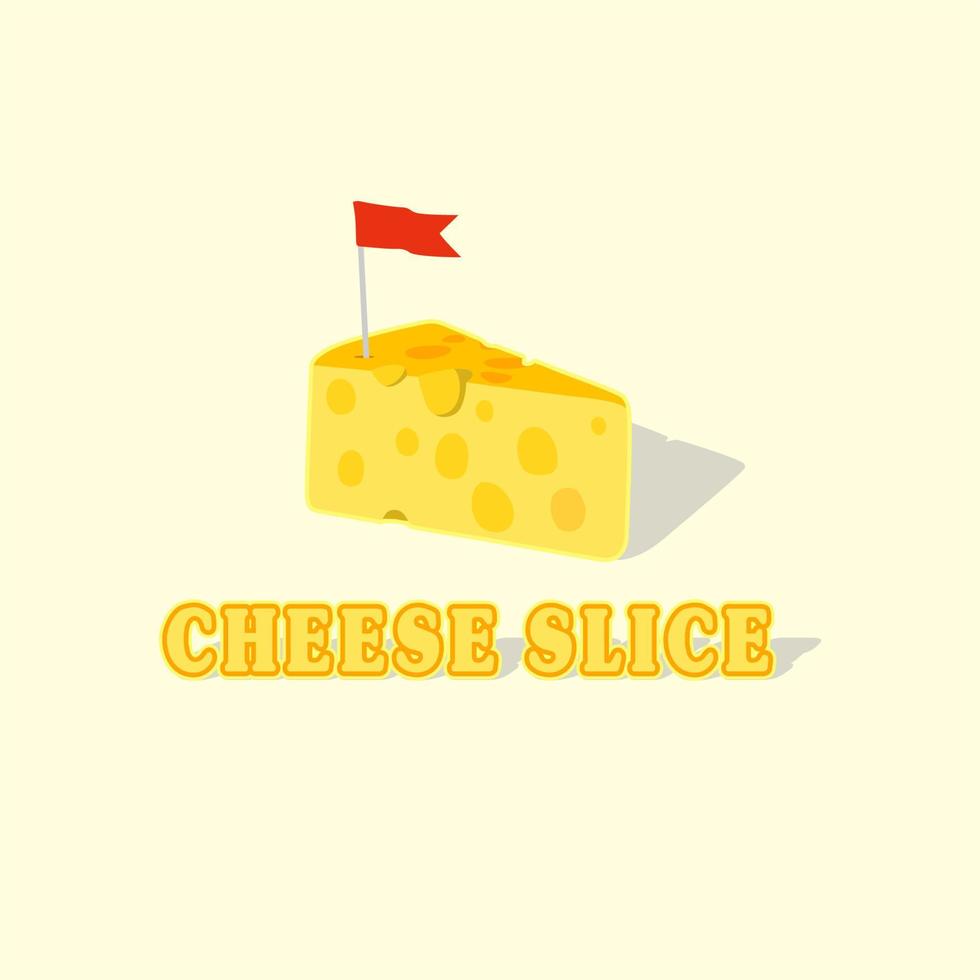 Cheese Slice Logo Design With Flag vector