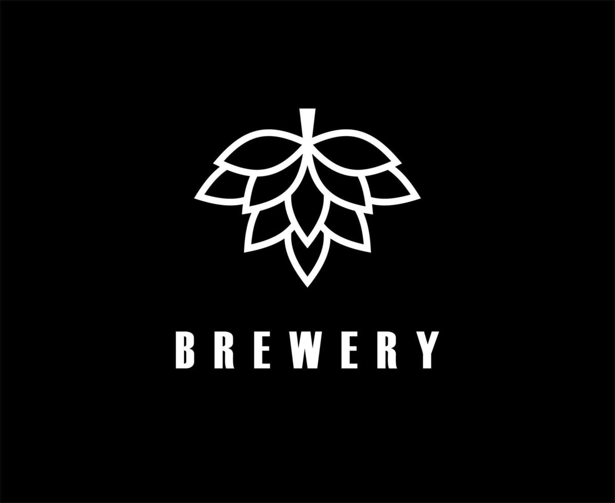 flor de lúpulo simple para el diseño del logotipo de la cervecería de elaboración de cerveza vector