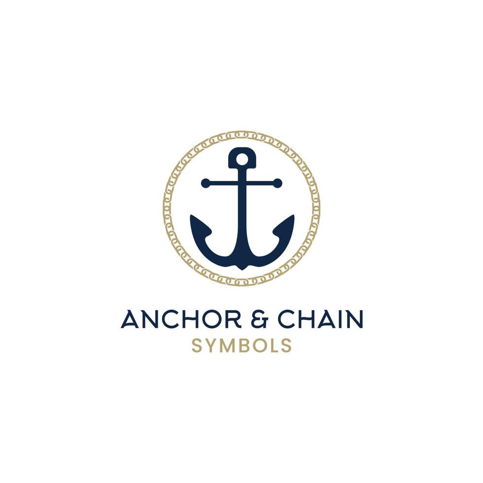 Anchor And Chain Circular Logo For Harbor, Marine, Cruise Design Inspiration vector