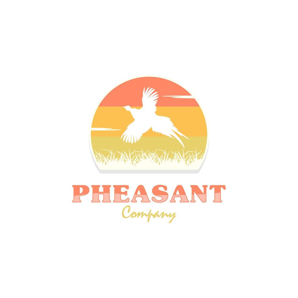 Beautiful Pheasant Silhouette Flying Over the River Logo Design vector