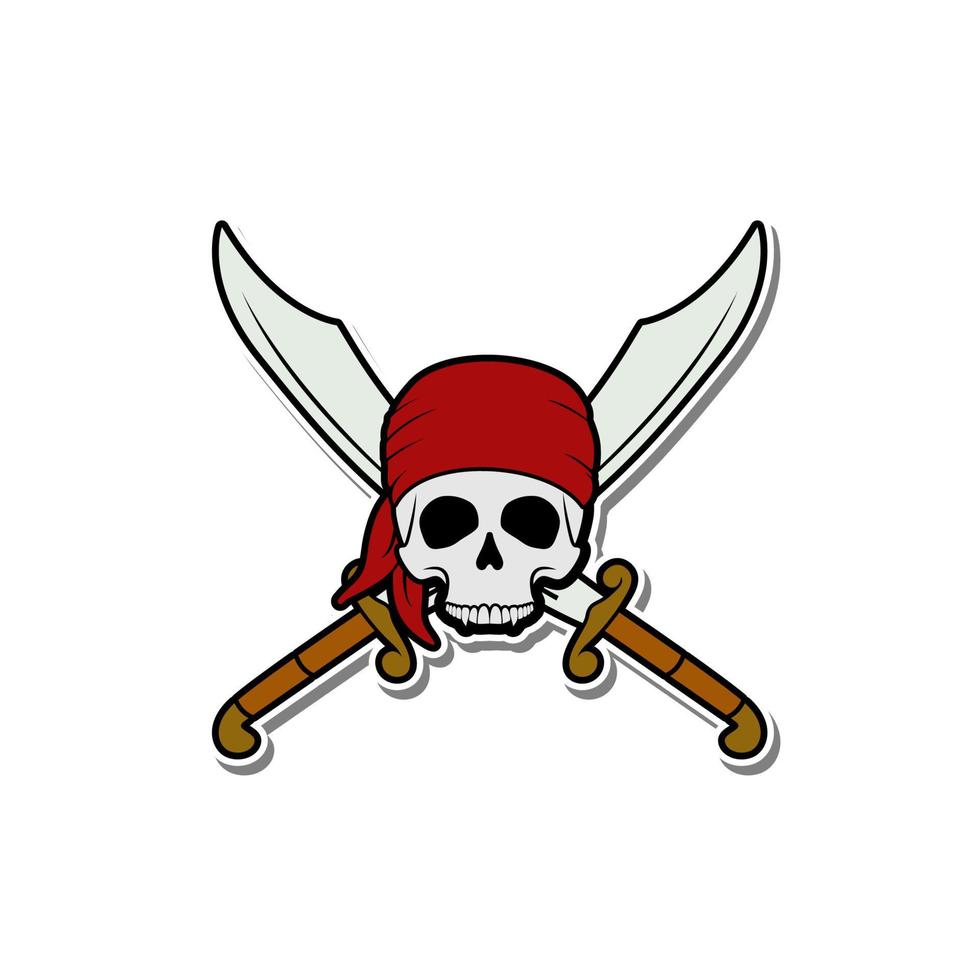 cráneo de piratas con espadas cruzadas inspiración de diseño de logotipo de marinero de barco vintage vector