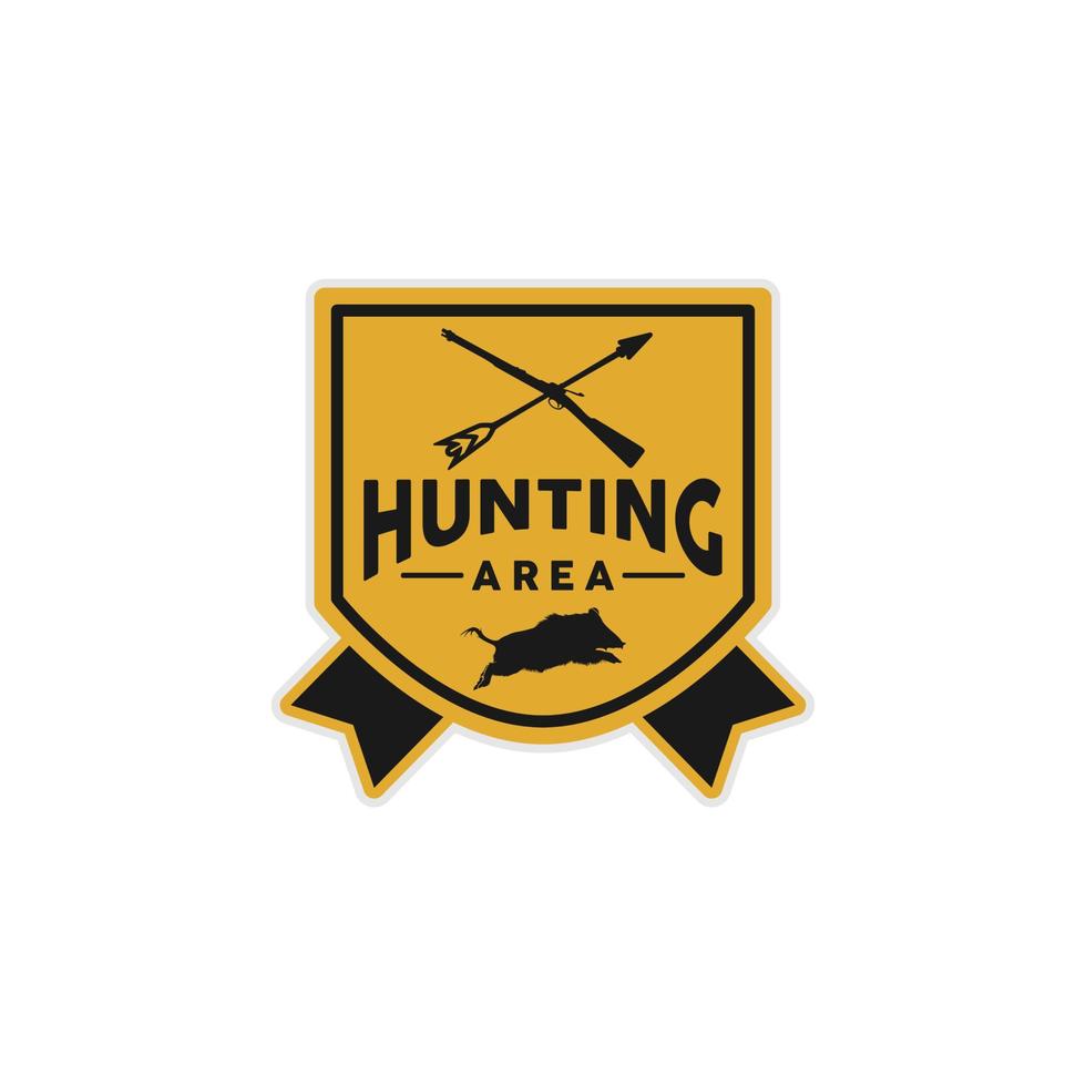 Hunting Area Badge with crossed Gun and Arrow vector