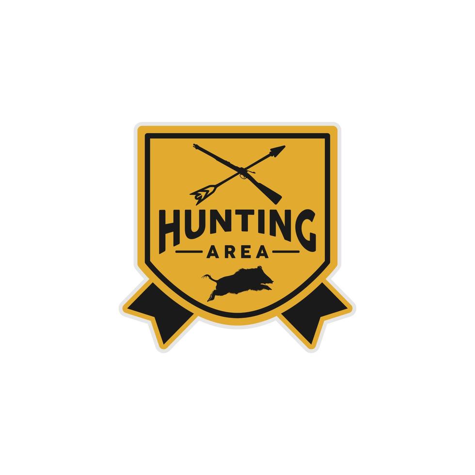 Hunting Area Badge with crossed Gun and Arrow vector