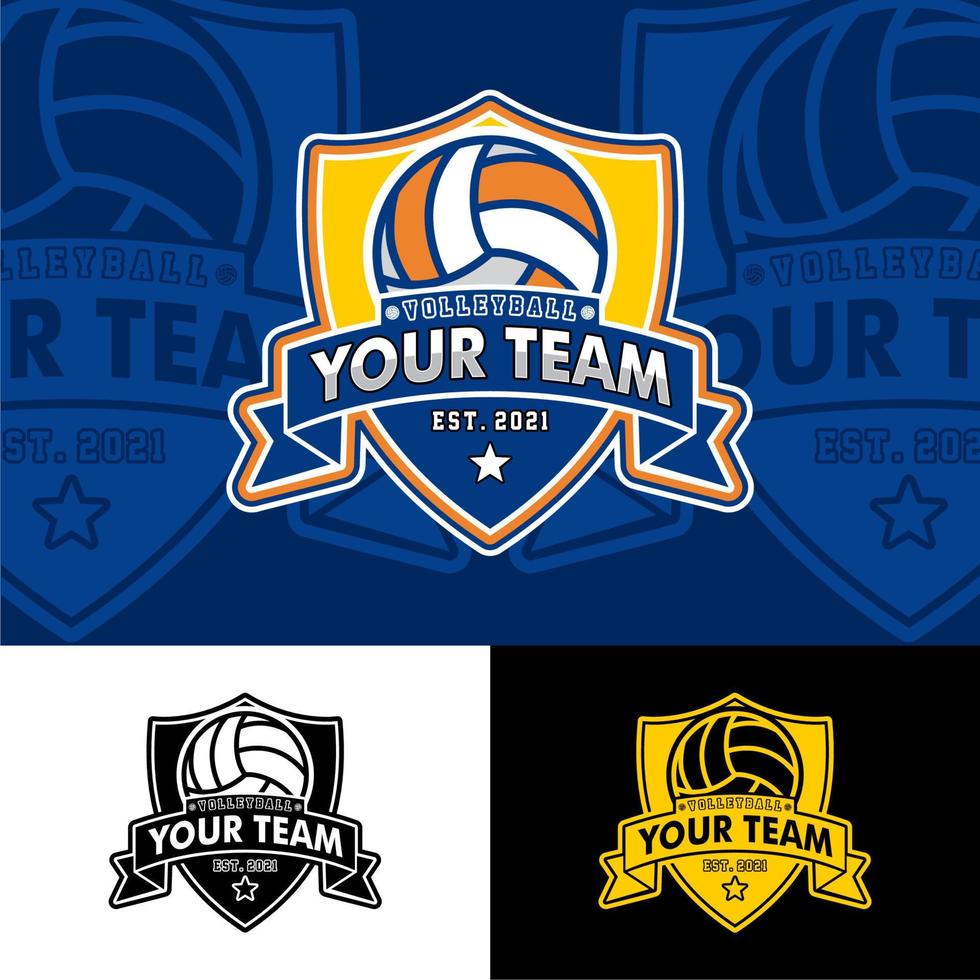 Volleyball Team Shield Badge Template Volleyball Sports Logo Inspiration Design vector
