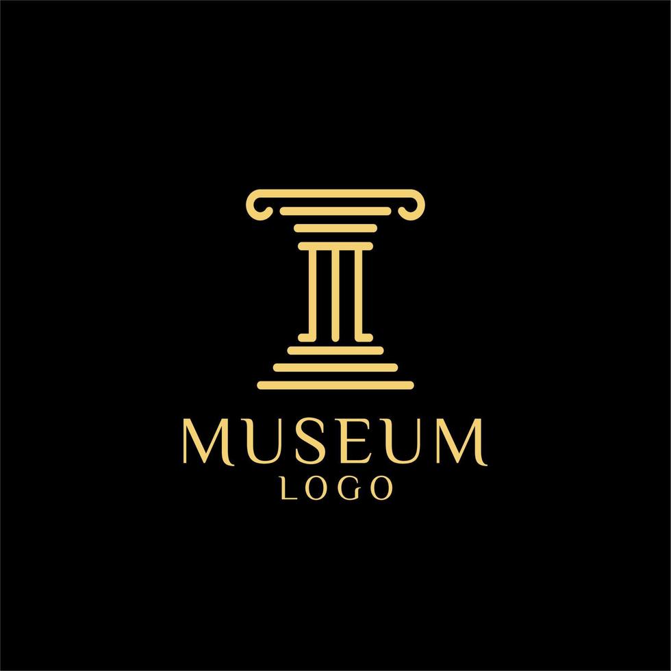 Initial M with Building Pillar Column  Logo Design vector