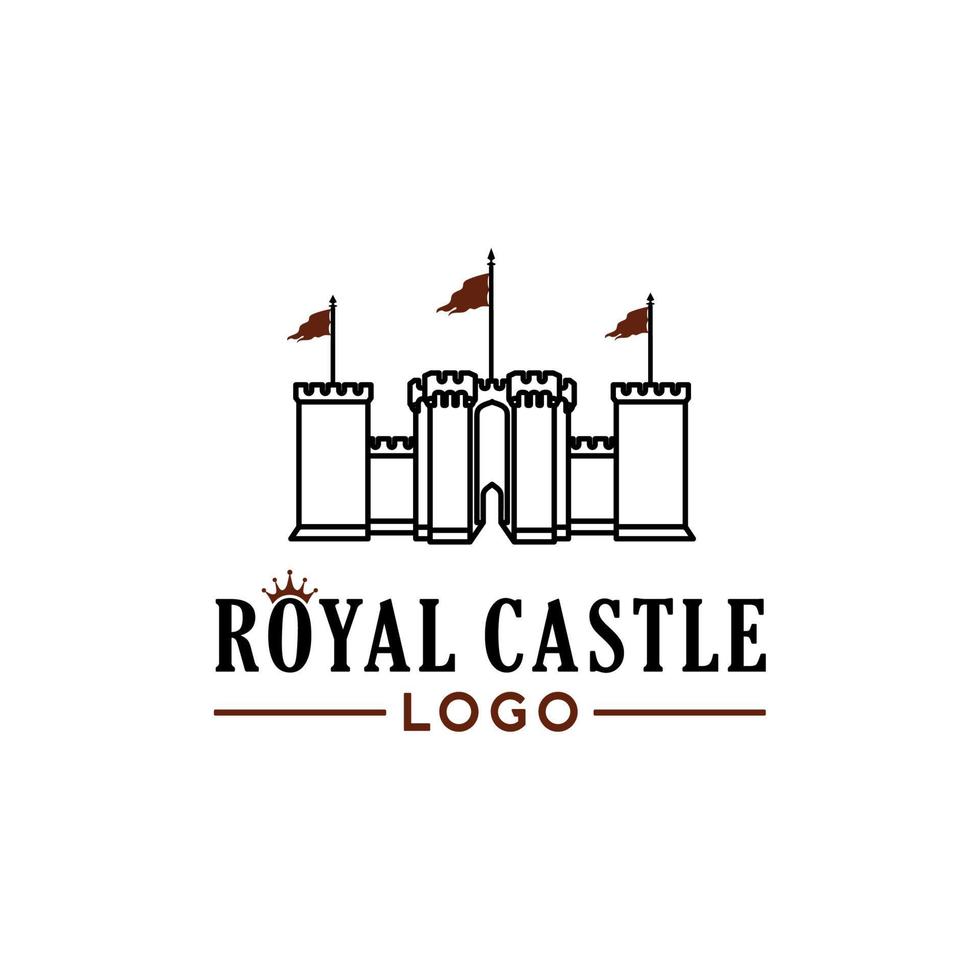 inspiración de diseño de logotipo de arte de línea de castillo minimalista vector