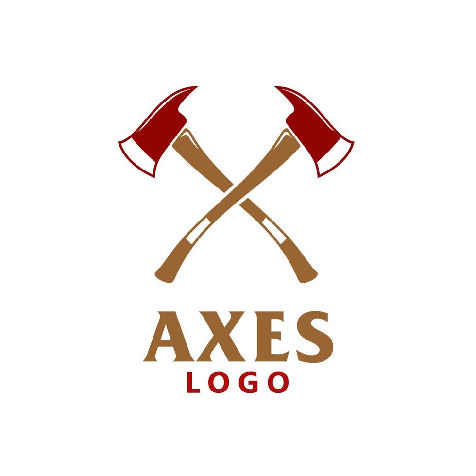 Ax Logo, Crossed Wooden Axes Logo Design vector