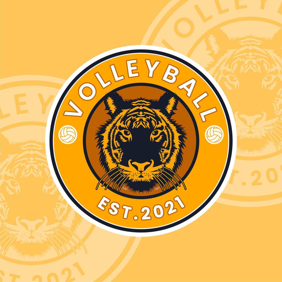 logotipo del equipo deportivo de fútbol de voleibol de béisbol con abrigo de cabeza de tigre diseño inspirador vector