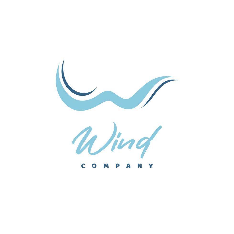 inicial w viento agua olas minimalista logo diseño inspiración vector