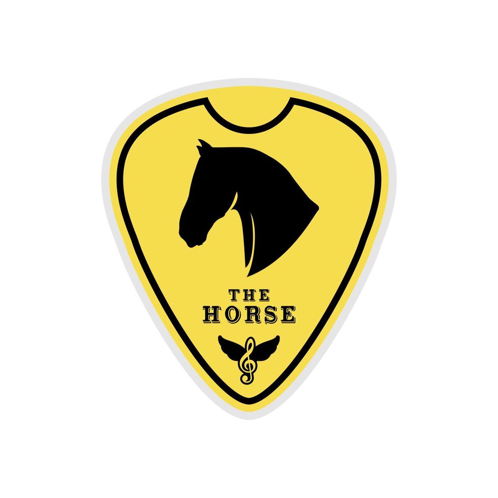 Guitar Pick With Horse Head Silhouette Logo Design vector