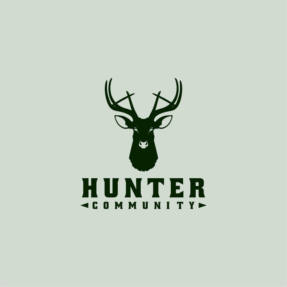 Buck Stag Deer Reindeer Elk Antler Head Hunting logo design vector