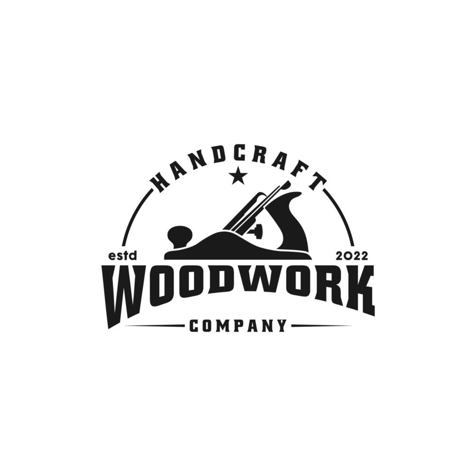 Diseño de logotipo de plano delantero o plano de madera de carpintería vintage vector