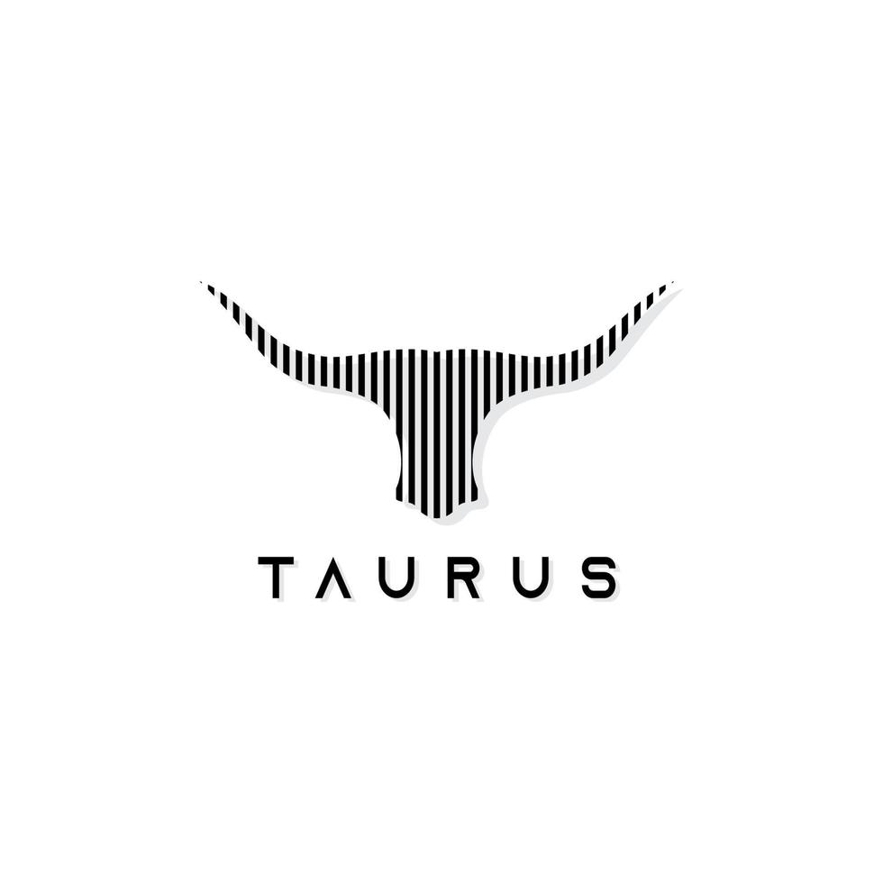 cuernos largos tauro búfalo logo estilo rayas diseño inspiración vector