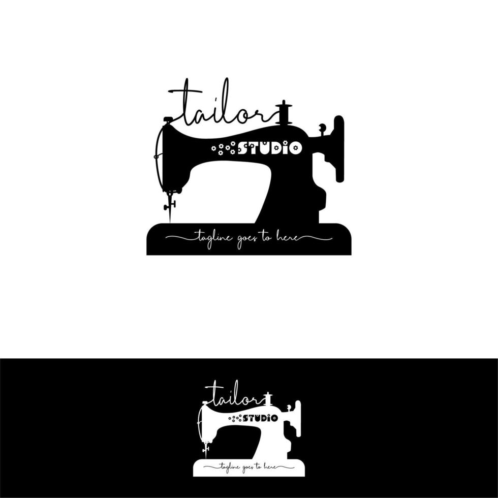 Ancient Sewing Machine Logo For Tailors vector