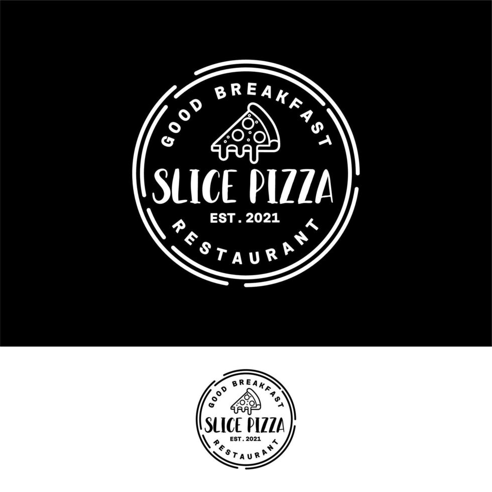logotipo de pizzería vintage, inspiración de diseño de círculo de sello de logotipo vector
