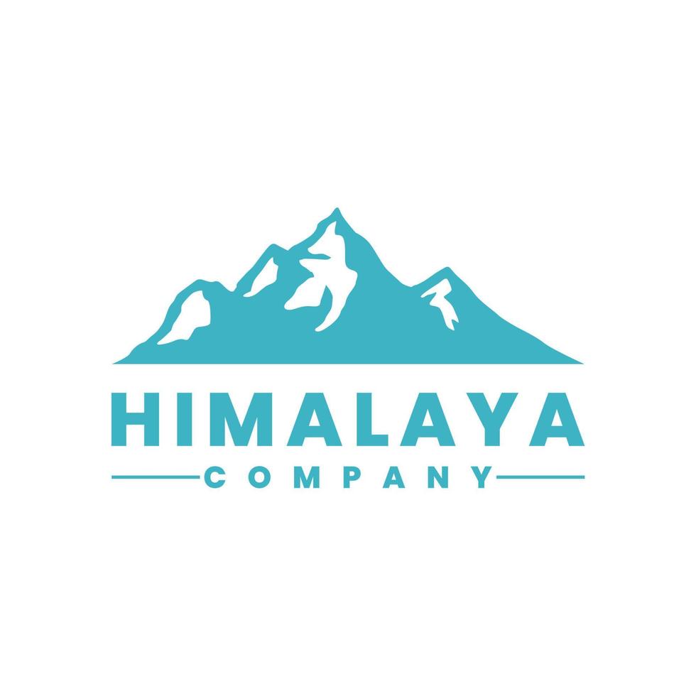 logotipo de paisaje de montaña simple, vector de montañas del himalaya