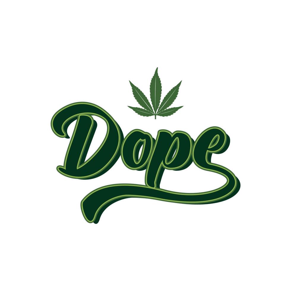 Dope Lettering Logo With Marijuana Cannabis CBD Leaf Icon Inspirational Design vector