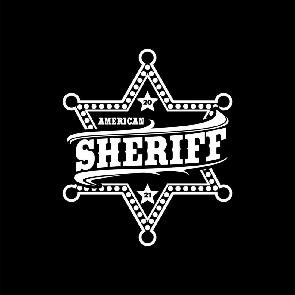 diseño del logotipo de la tipografía del emblema de la insignia del guardabosques de la estrella del sheriff vector