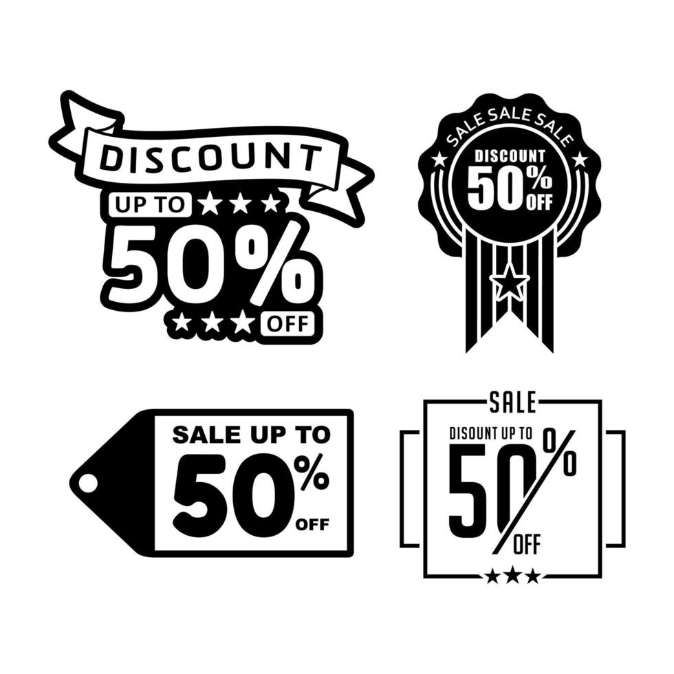 50 Percent Discount Label Banner Icon For Sales Promotion Vector