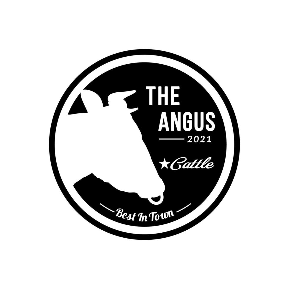 Cow Angus Beef Emblem Label Cattle logo design vector