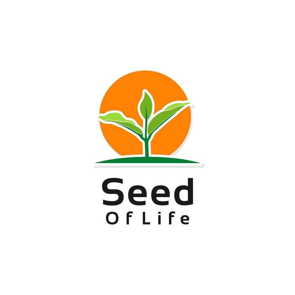 logotipo de ecología de la naturaleza de semillas en crecimiento para inspiración de diseño de agricultura de plantación vector