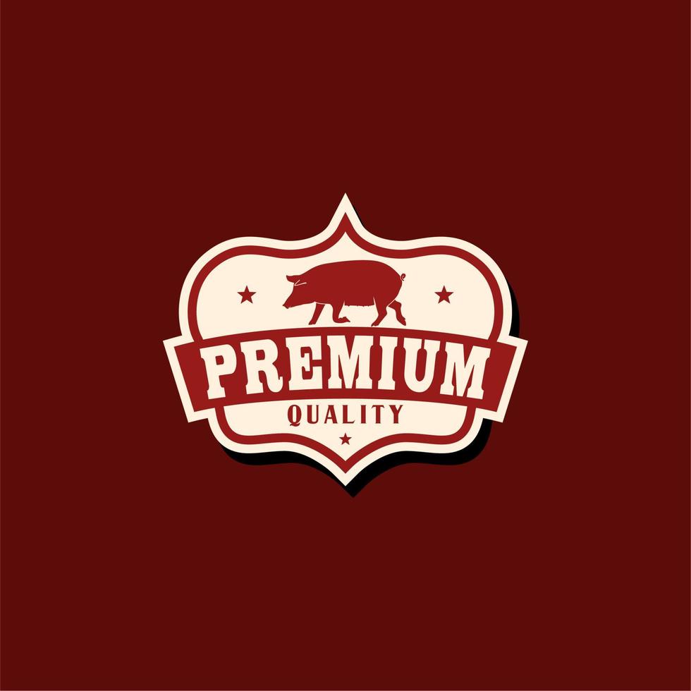 Vintage Pig Farm Label Premium Quality Pork Restaurant Sticker Logo Design Inspiration vector