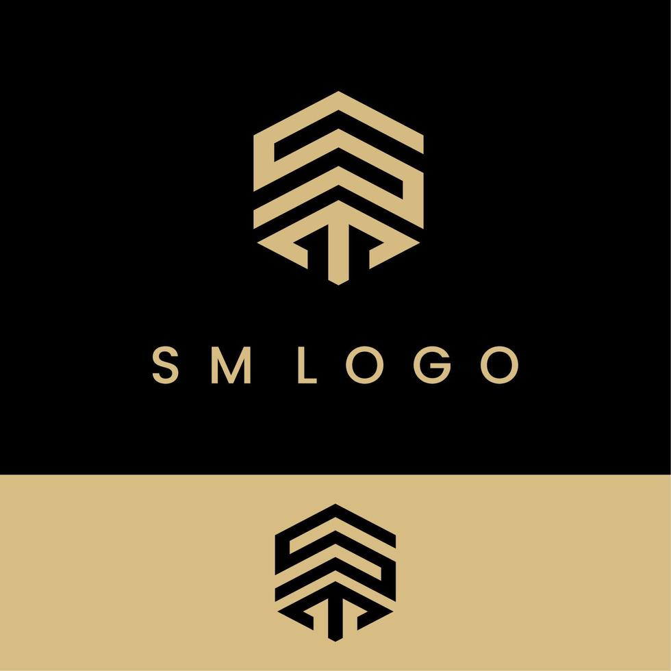 logotipo inicial de sm o st hexágono inspiración de diseño de lujo elegante vector