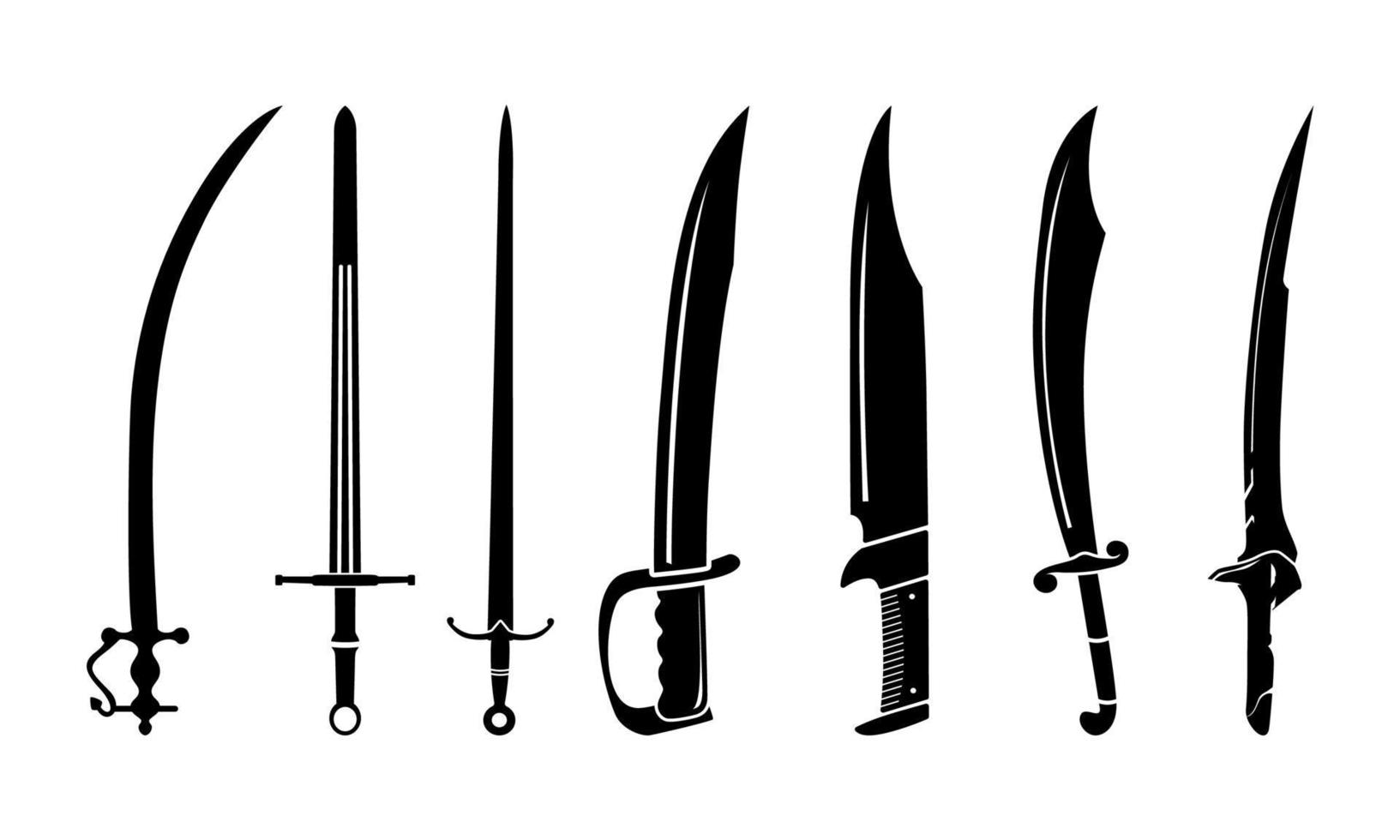 colección de inspiración de diseño vectorial de silueta de espada de hoja de machete vintage vector