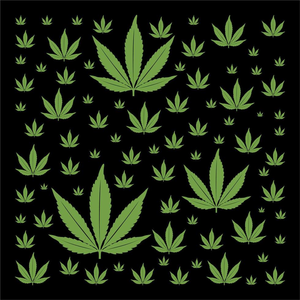 patrón de hoja de cannabis de marihuana para motivos de tela o vector de diseño de bandana