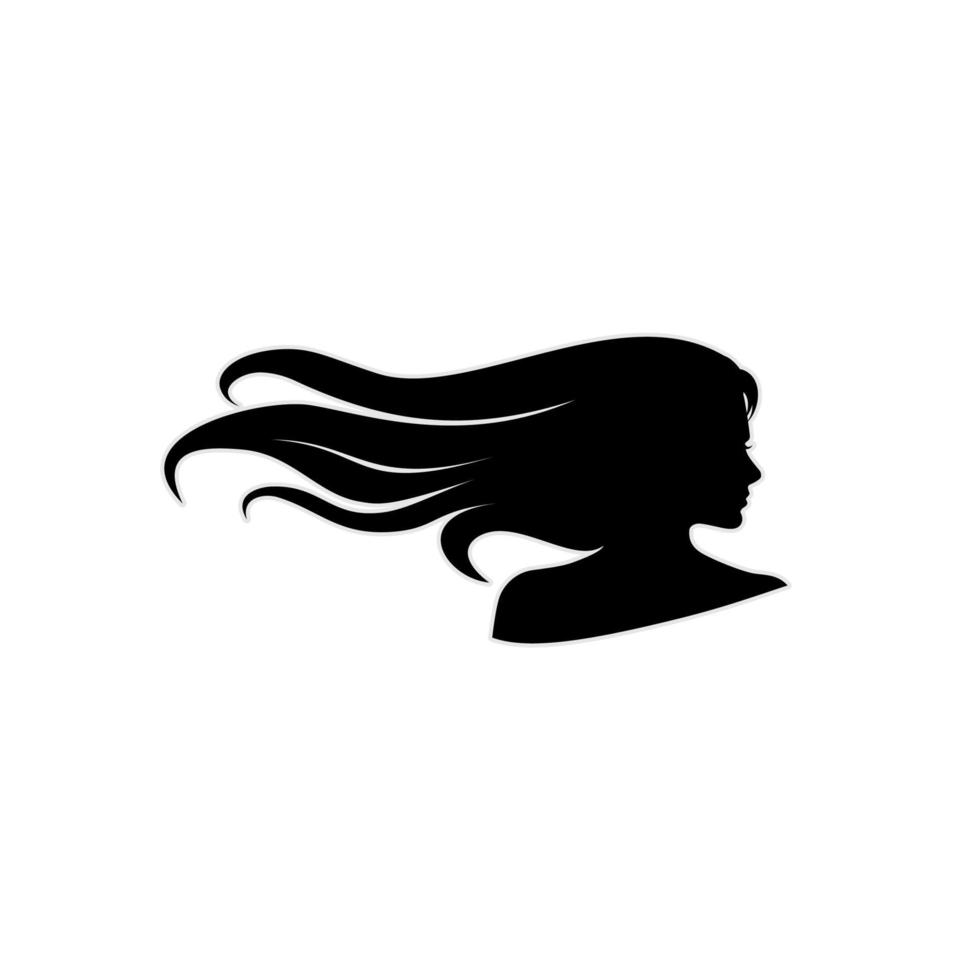 silueta de mujer hermosa de pelo largo vector