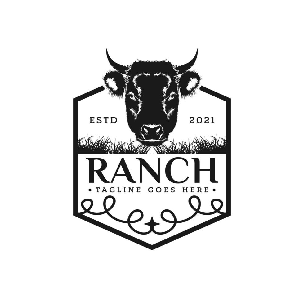 angus vaca granja rancho ganado logo diseño inspiración vector