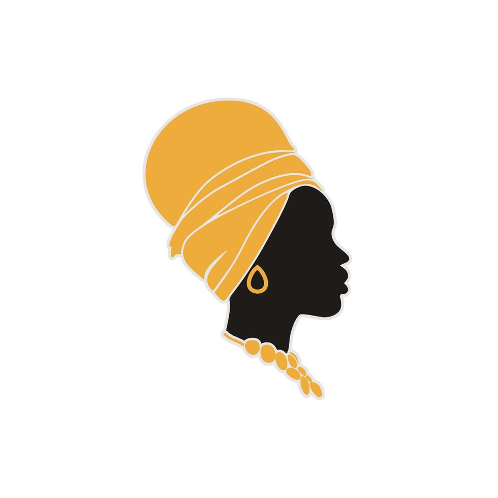 Exotic African Woman Silhouette Logo Design Inspiration vector