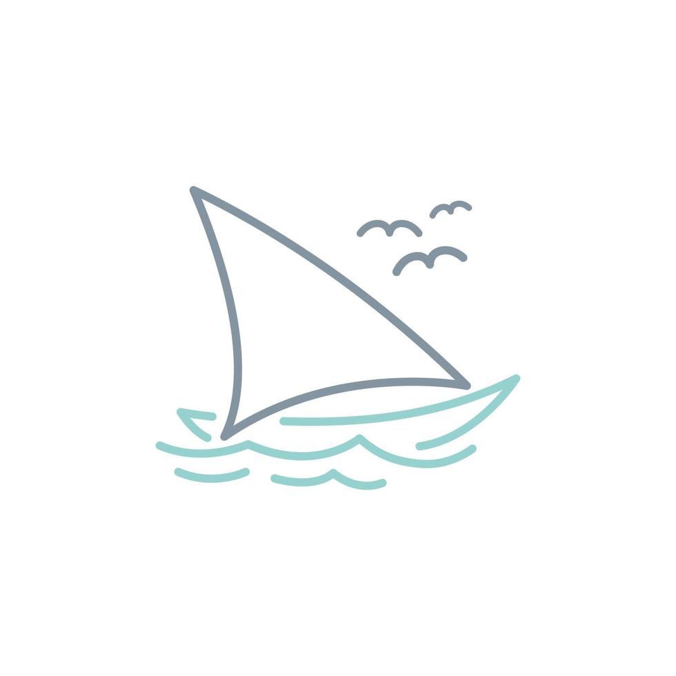 Simple Sailboat Dhow Ship Line Art Logo design vector