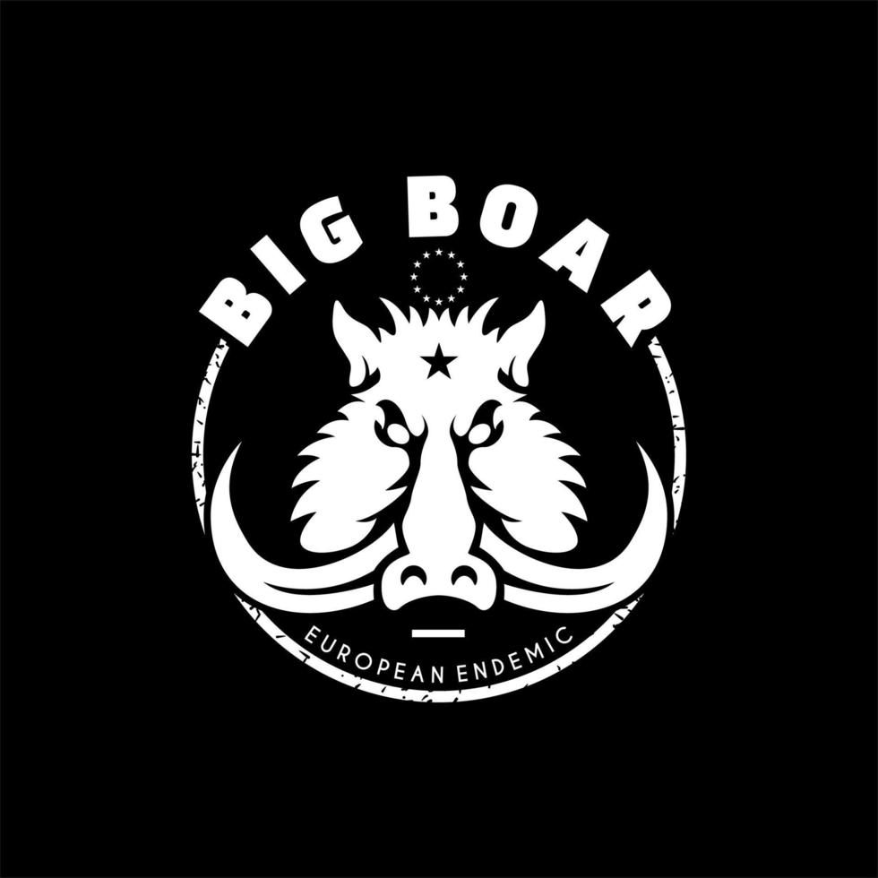 Boar Head Logo Flat Design, For Hunter Community Logo vector