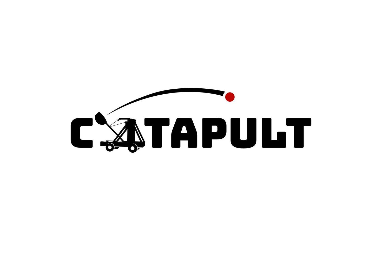 Logotipo de tipografía 3catapult con inspiración de diseño de icono de máquina de catapulta antigua vector