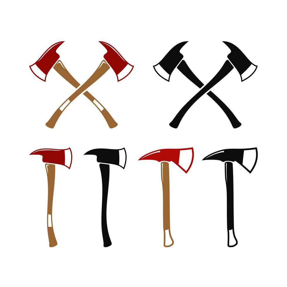 Cross Axe, Lumberjack Firefighter wooden axes collection logo design vector