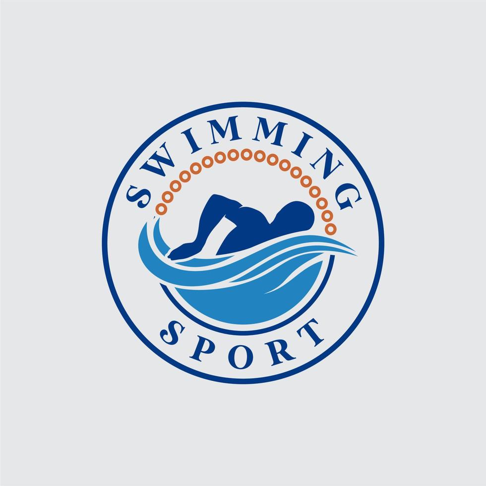 Swimming Sport Stamp Sticker Emblem Label logo design inspiration vector