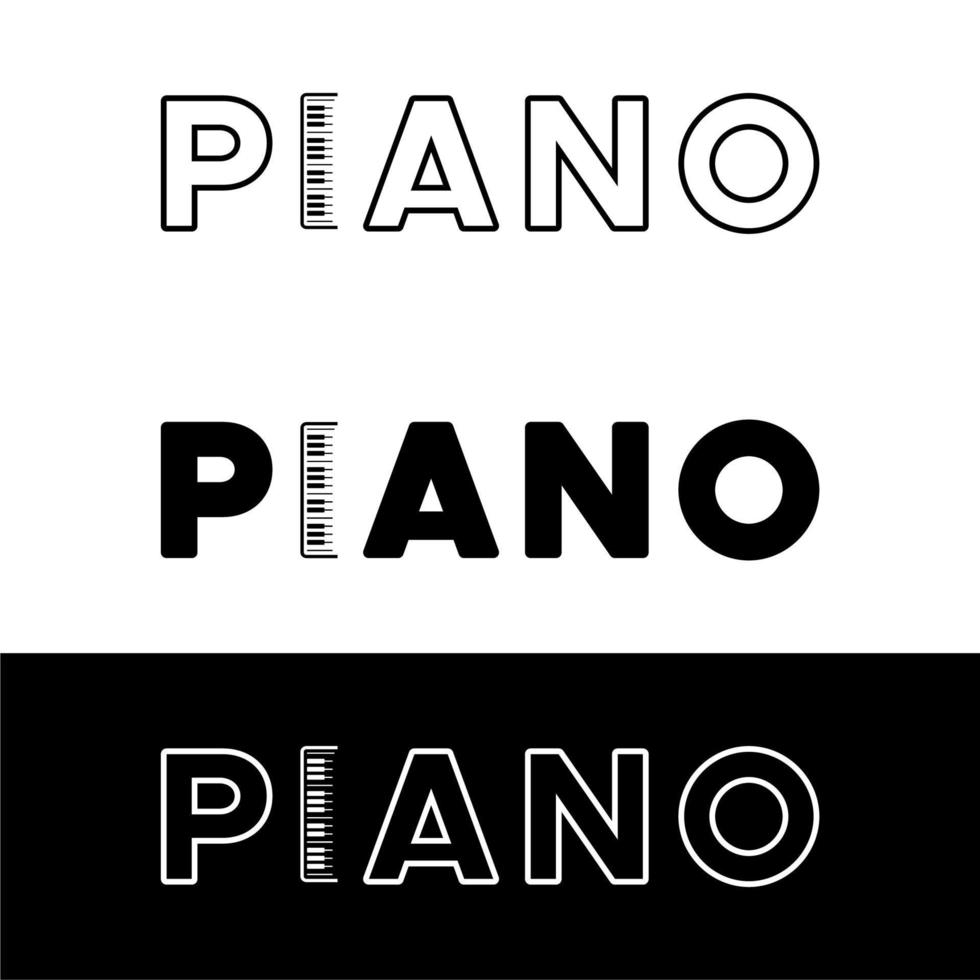 piano de texto de logotipo con icono de piano, inspiración de diseño minimalista vector