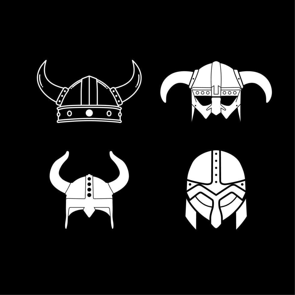 Viking Armor Helmet Set Logo Icon Design Inspiration vector
