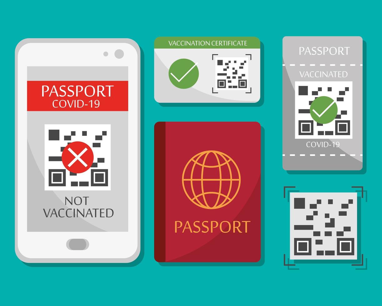 smartphone health passport vector