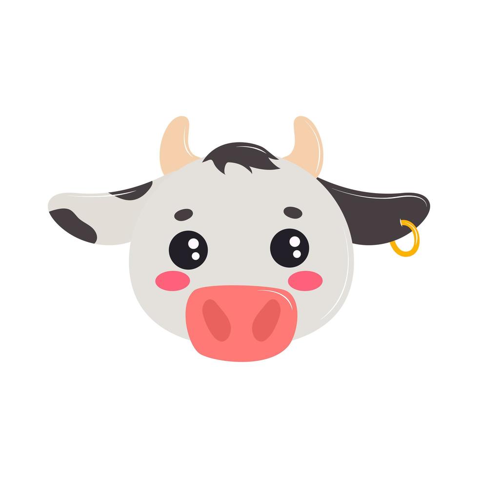 cara kawaii de vaca vector