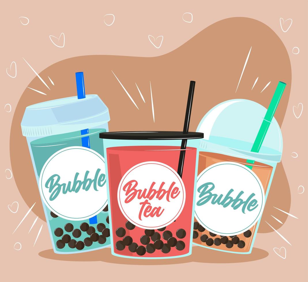 bubble tea yummy drink vector