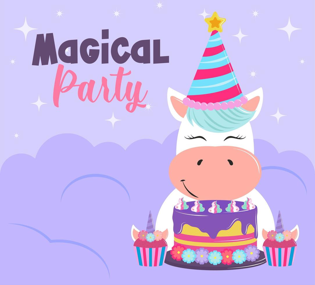 unicorn magical party vector